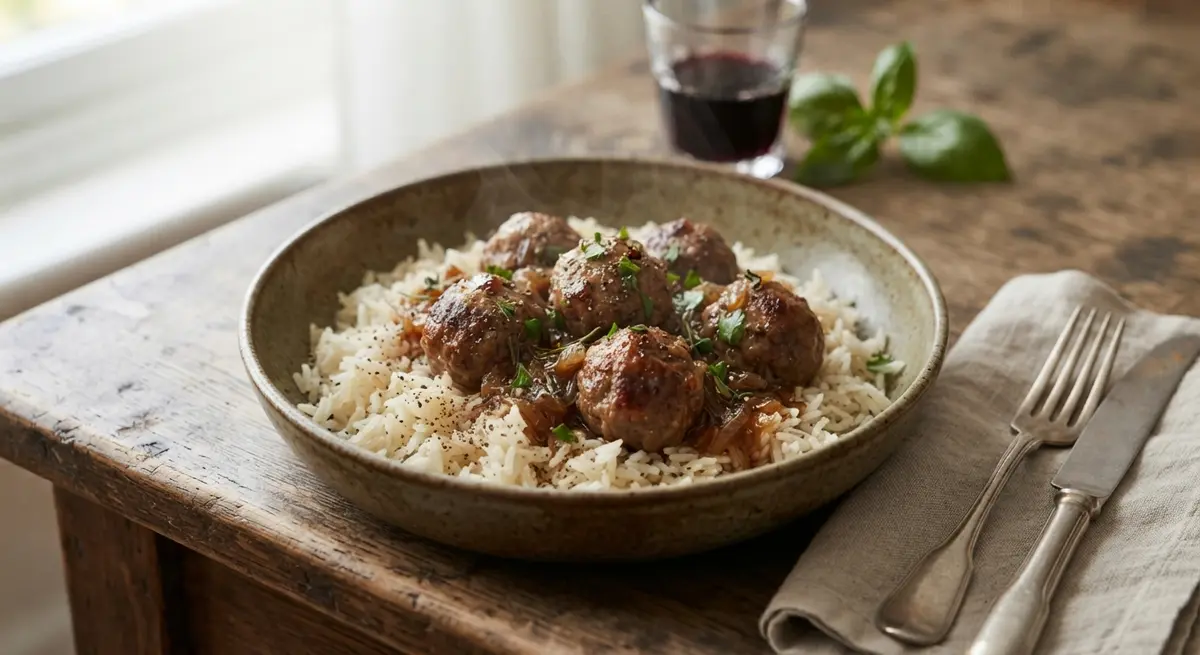 Savory Leftover Meatballs with Fluffy Rice Bento